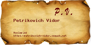 Petrikovich Vidor névjegykártya